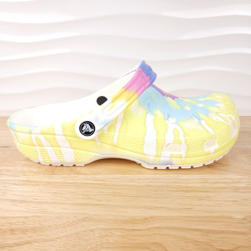 Crocs Classic Tie Dye Graphic Clogs Mens Size‎ 9 Womens Size 11 Slip On Shoes